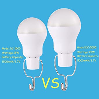 KK.BOL Portable LED Light Bulb Rechargeable Led Lights Lamp for Home Lighting Indoor Outdoor Emergency Light Hiking dc-5000 (Silver,can be Charged by Solar Panel or USB line)