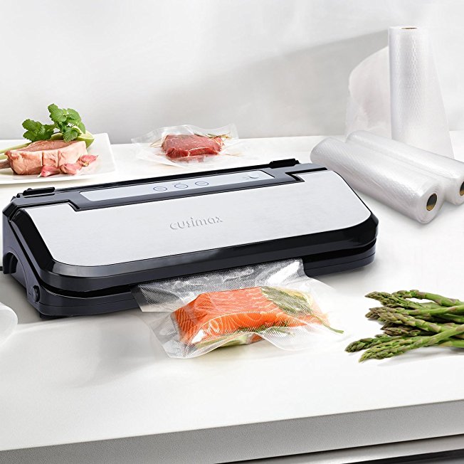 Cusimax Automatic Vacuum Sealer, 2-in-1 Food Sealer with 5 Bags and Cutter for Food Preservation, 150W, CMVS-S150, Black