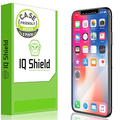 iPhone X Screen Protector (Case Friendly)[2-Pack], IQ Shield LiQuidSkin Full Coverage Screen Protector for iPhone X HD Clear Anti-Bubble Film