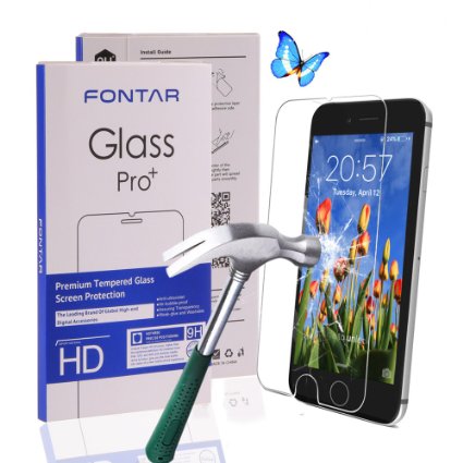 (2 Pack) iPhone 6 Screen Protector ,FONTAR Ultra-Clear High Definition (HD) Tempered Glass Screen Protectors for iPhone 6 / 6s (4.7) [Lifetime Warranty]