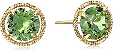 Amazon Collection 10k Gold Made with Imported Birthstone August Stud Earrings