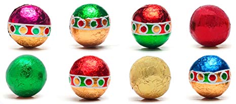 Madelaine Christmas Ornament Premium Milk Chocolate Balls, Wrapped In Italian Foils Reminiscent Of Miniature Ornaments (2 LB)