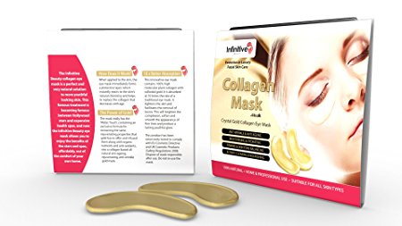 Infinitive Beauty - 10 x Pack New Crystal 24K Gold Powder Gel Collagen Eye Mask Masks Sheet Patch, Anti Ageing Aging, Remove Bags, Dark Circles & Puffiness, Skincare, Anti Wrinkle, Moisturising, Moisture, Hydrating, Uplifting, Whitening, Remove Blemishes & Blackheads Product. Firmer, Smoother, Tone, Regeneration Of Skin. Suitable For Home Use Hot or Cold.