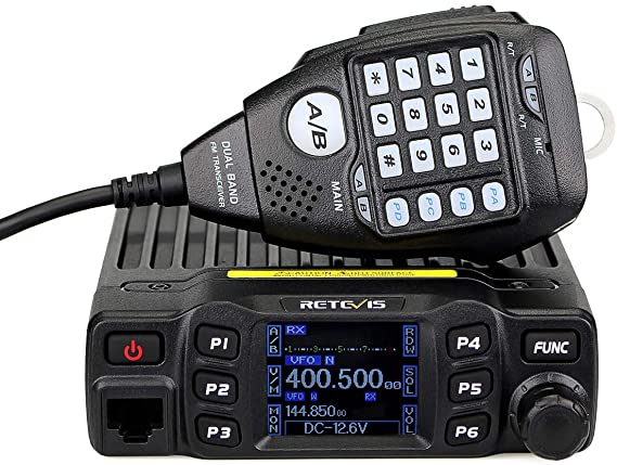 Retevis RT95 Mobile Transceiver Dual Band 200 Channels 5W/15W/25W CTCSS/DCS DTMF 5Tone LCD Display 180 Degree Rotatable Mobile Two Way Radio with Microphone (Black)