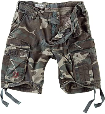 Surplus Men's Airborne Vintage Shorts Washed Black Camo