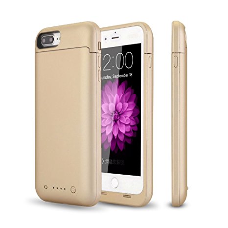 iPhone 7 Plus / 8 Plus Battery Case, TQTHL 7000mAh Slim External Rechargeable Protective Portable Charging Case for iPhone 7 Plus / 8 Plus (5.5 Inch) Extended Battery Cases Juice Power Bank-Gold