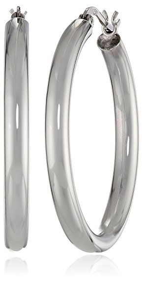 Sterling Silver Polished 4-mm Round Tube Hoop Earrings