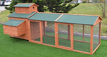 Omitree 10' ft Wood Chicken Coop Backyard Hen Run House Chicken 6 Nesting Box & Run
