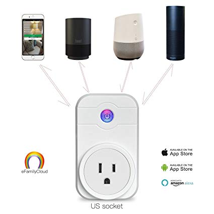 LINGANZH,Wi-Fi Smart Plug Timing Switch Power Monitoring Remote Control Socket Wireless Outlet,Compatible with Alexa