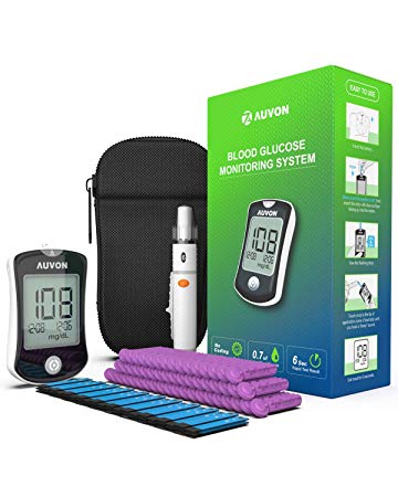 AUVON DS-W Blood Sugar Kit (No Coding Required), High-Tech GDH Diabetes Blood Glucose Meter with 50 Test Strips, 50 30G Lancets, Lancing Device and Hard Case