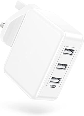 30W USB Plug Charger USB Wall Chargers 3-Port Mains Adapter Plug Power with Fast Charging Technology for iPhone 11 Pro X XR XS Max 8 7 6 Plus Galaxy iPad Pro Air 2 Mini 4 and More