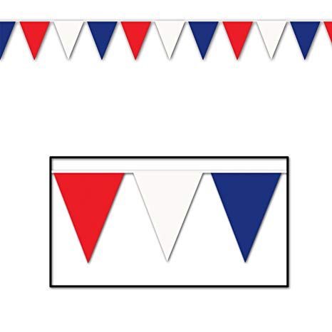 Beistle 50700-RWB Red Blue Outdoor Pennant Banner, 17 by 120-Feet