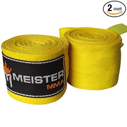 Meister Adult 180" Semi-Elastic Hand Wraps for MMA & Boxing (Pair) - All Colors