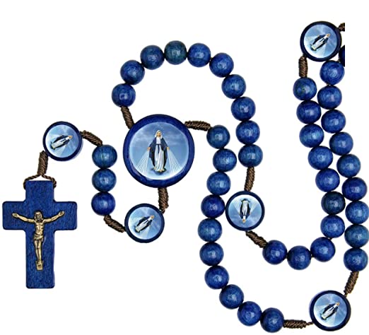 Intercession Our Father Rosary with Colored Wood Beads