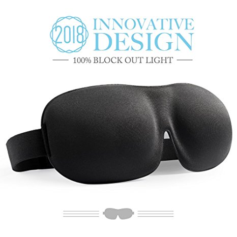 Eye Cover Sleeping Mask for Woman & Men, Patented Design 100% Blackout Sleep Mask Comfortable Eye Mask & Blindfold -Black