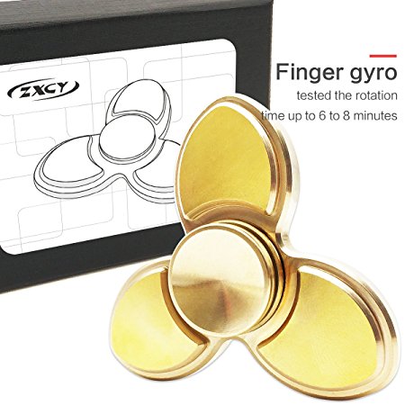 3 Tri Fidget Hand Spinner 100% Brass - Ceramic Bearing- Toy Stress Reducer EDC Focus Relieves ADHD Anxiety and Boredom Finger Toy Great Gift