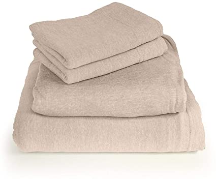 Morgan Home Cotton Rich T-Shirt Soft Heather Jersey Knit Sheet Set - All Season Bed Sheets, Warm and Cozy (Twin, Heather Taupe)