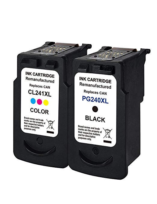 1 combo Remanufactured Ink Cartridge Replacement For Canon 240 xl PG 240XL & CL 241XL (1Black,1Color)With Ink Level Indicator Used In CANON PIXMA 2120 2220 3120 3220 4120 4220 MX372 432 512