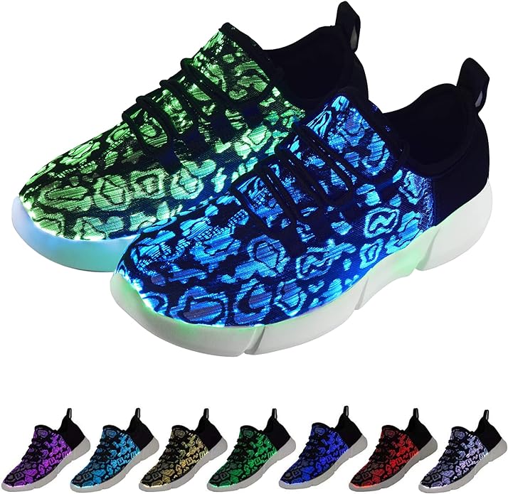 rosyclo Light Up Shoes Fiber Optic LED Luminous Trainers for Men Women USB Charging Breathable Flashing Trainers for Festivals Party Luminous Shoes