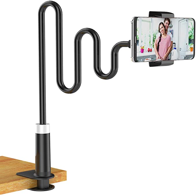 Soft digits Phone Holder, Gooseneck Mobile Phone Stand, Universal Clip Lazy Flexible Holder Long Arms Mount Stand for iPhone 11 Pro Xs Max XR X 8 7 6 6s Plus, Samsung S10 S9, HUAWEI, Smartphone, Black