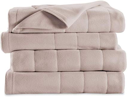 Sunbeam Soft Quilted Fleece Electric Heated Warming Blanket Full Seashell Washable Auto Shut Off 10 Heat Settings