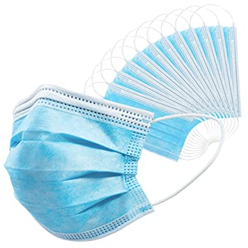 Disposable Face Masks 50 PCS 3Ply Breathable & Comfortable Filter Safety Mask for Adult, Men, Women, Indoor, Outdoor Use (50PCS-Blue)