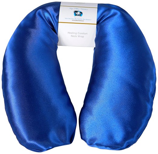 Neck Pain Relief Pillow - Hot / Cold Therapeutic Herbal Pillow For Shoulder & Neck Pain, Stress & Migraine Relief (Sapphire - Silky Satin)