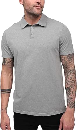 INTO THE AM Polo Shirts for Men - Comfortable Fit Collared Shirt Men S - 4XL Fitted Short Sleeve Classic Golf Shirts