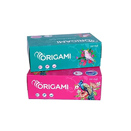 Origami Luxuria 3 Ply Facial Tissue Paper / Tissue Box - 20 x 20 cm - 100 Pulls Per Box - Pack of 2 - 200 Pulls