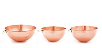 Set of 3 Solid copper beating bowls (2 Qt, 4½ Qt, 5 Qt.)