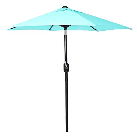 6 Ft Outdoor Patio Umbrella with Aluminum Pole, Easy Open/Close Crank and Push Button Tilt Adjustment - Aqua Market Umbrellas