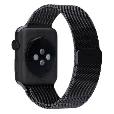 Apple Watch Band with Unique Magnet Lock lamavido 42mm Milanese Loop Stainless Steel Bracelet Strap Band for Apple Watch 42mm Black