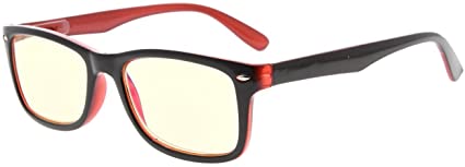 Eyekepper Computer Reading Glasses,UV Protection, Anti Glare,Anti-Reflective Computer Readers (Black Red, Yellow Tinted Lenses)  2.75