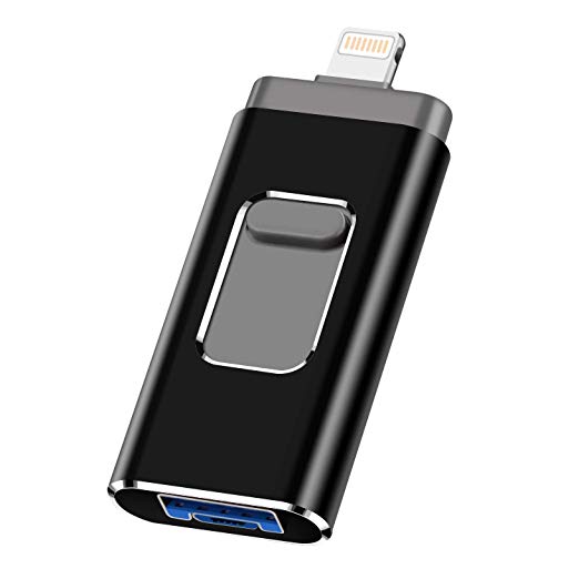 iOS Flash Drive for iPhone Photo Stick 256GB SZHUAYI Memory Stick USB 3.0 Flash Drive Lightning Thumb Drive for iPhone iPad Android and Computers (Black-256gb)
