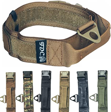 FDC Heavy Duty Military Army Tactical K9 Dog Collars Handle Hook & Loop Width 1.5in Plastic Buckle Medium Large