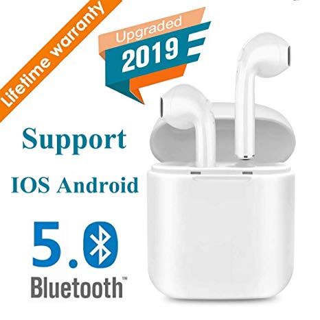 Bluetooth Headphones Wireless Sports Waterproof Earbuds Earphones in-Ear HD Stereo Headsets Charging Case Compatible with iPhone Xs MAX/XR/X/8/7/6/6s Plus IOS Android Huawei Samsung Galaxy S9 S10