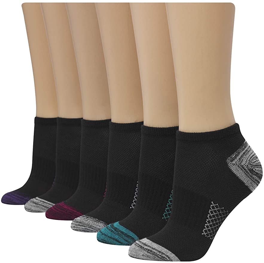 Hanes Women's Lightweight Breathable No Show Socks 6 Pair Pack