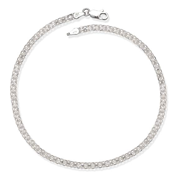 Jewelryweb Italian 925 Sterling Silver 10-inch 3.5mm Bismark Anklet - Lobster-claw