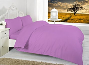 Plain Dyed Fitted Sheets Polycotton Fitted Bed Sheets Single Double King Super King OR Pillow Cases By * Textile.Plus* (Pair Pillow Case, Lilac)