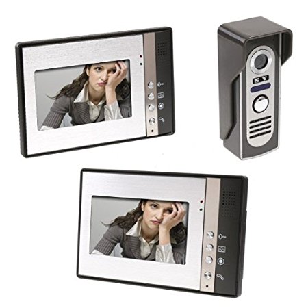 KKmoon 7 Inch Video Door Phone Doorbell Intercom Kit 1-camera 2-monitor Night Vision