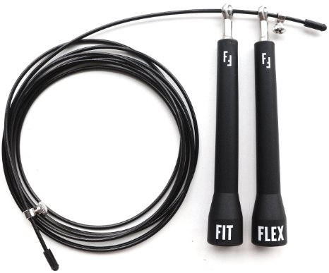 FIT and FLEX - Fast Jump Rope - Adjustable - Best to Master Double Unders - Bonus HIIT Workout Ebook and Carry Bag - For CrossFit, Martial Arts, MMA or Boxing. 100% WARRANTY