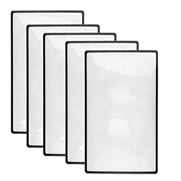 Wecando 5 Pack 3X Premium Magnification Full Page Magnifier Fresnel Lenses Ideal for Reading Small Prints & Low Vision Seniors (5Pack)