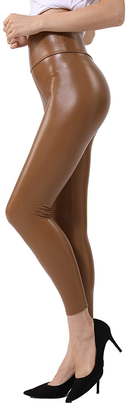 Ginasy Faux Leather Leggings Pants Stretchy High Waisted Tights for Women