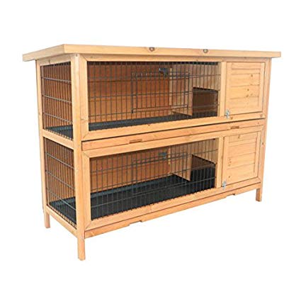 PawHut 2 Story Stacked Wooden Outdoor Bunny Rabbit Hutch/Guinea Pig House