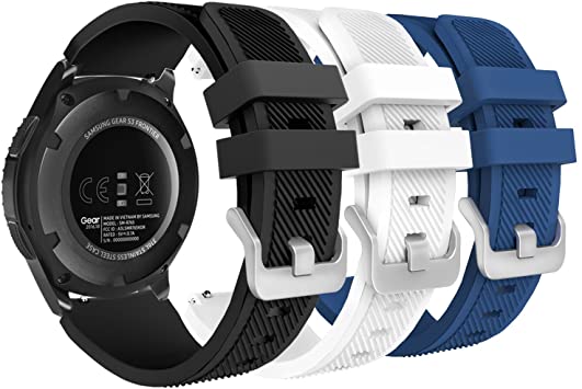 MoKo Band Compatible with Samsung Galaxy Watch 3 45mm/Gear S3 Frontier/Classic/Galaxy Watch 46mm/Huawei Watch GT2 Pro/GT 2e/GT 46mm/GT2 46mm/Ticwatch Pro 3, [3-Pack] 22mm Silicone Strap, Multi Color A