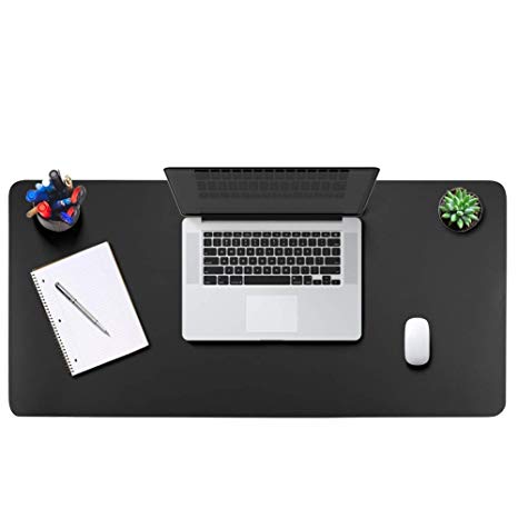 Office Desk Pad Mouse Pad 35.4" x 17", PU Leather Desk Mat Blotters Protecter with Comfortable Writing Surface, Black