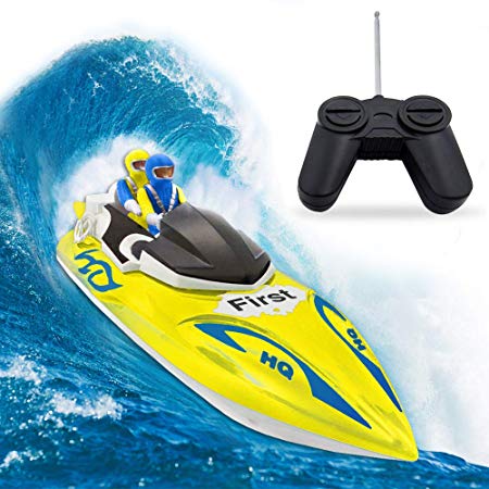 RC Boat, Remote Control Boat for Kids&Adults,2.4Ghz 4CH Electric Racing Boat for Pools and Lakes,Kids Boat Toy-Yellow