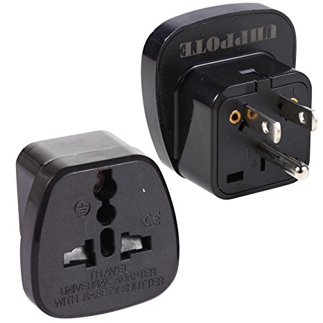 UHPPOTE Universal Type B 3 Pin Grounded AC Plug Travel Adapter Outlet for USA US America Canada (Pack of 2)