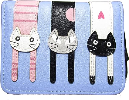 Nawoshow Women Faux Leather Cute Cartoon Animal Cat Wallet Slim Small Clutch Bag Coin Purse