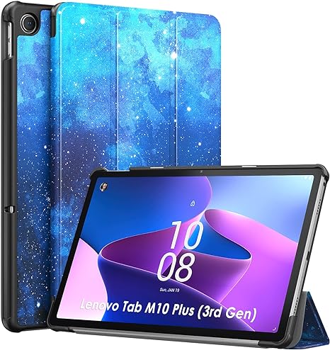 MoKo Case for Lenovo Tab M10 Plus (3rd Gen) 10.6 Inches 2022 Tablet, Lightweight Trifold Stand Cover Slim PC Shell Back with Auto Wake/Sleep for Lenovo Tab M10 Plus (3rd Gen) 2022, Blue Starry Sky